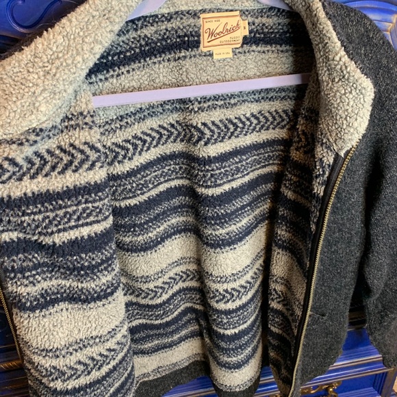 Woolrich Fleece Zip Sweater PullOver Jacket Medium - Picture 3 of 5